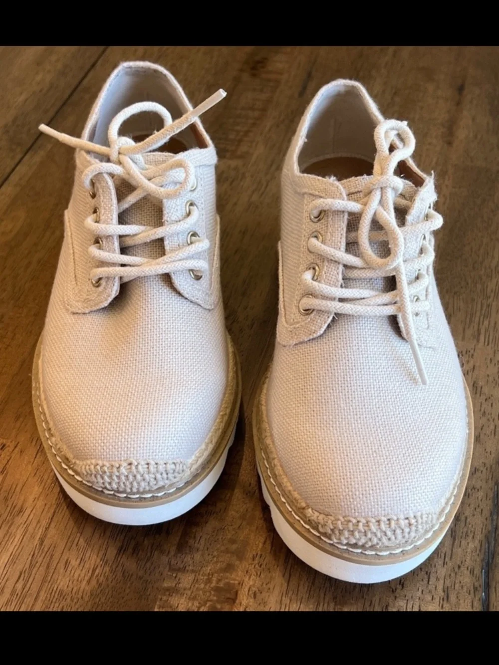 Torrid Wide Width Canvas Platform Oxford Lace-Up Shoes Natural Canvas 6.5WW